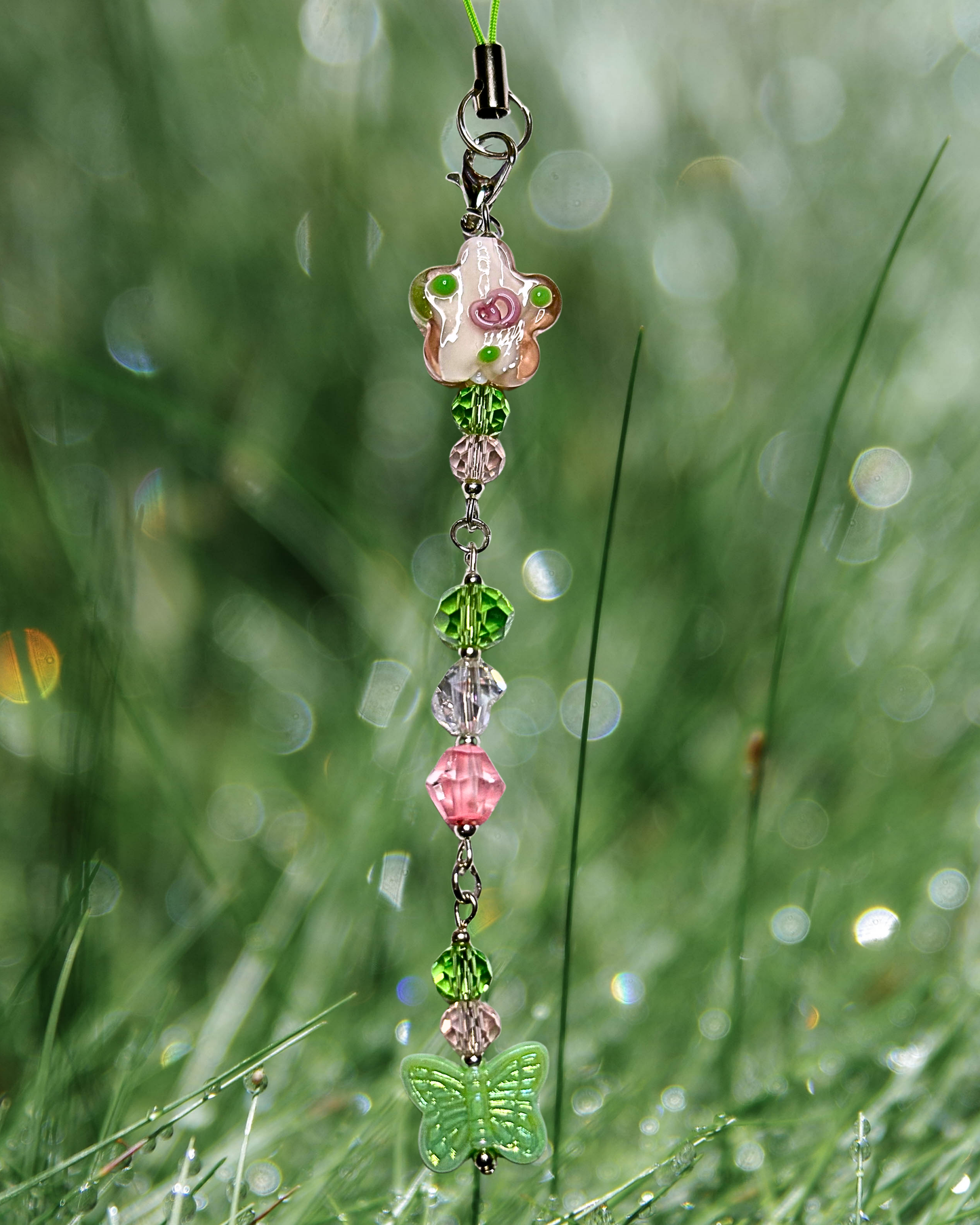 Pink Flower Garden Phone Charm