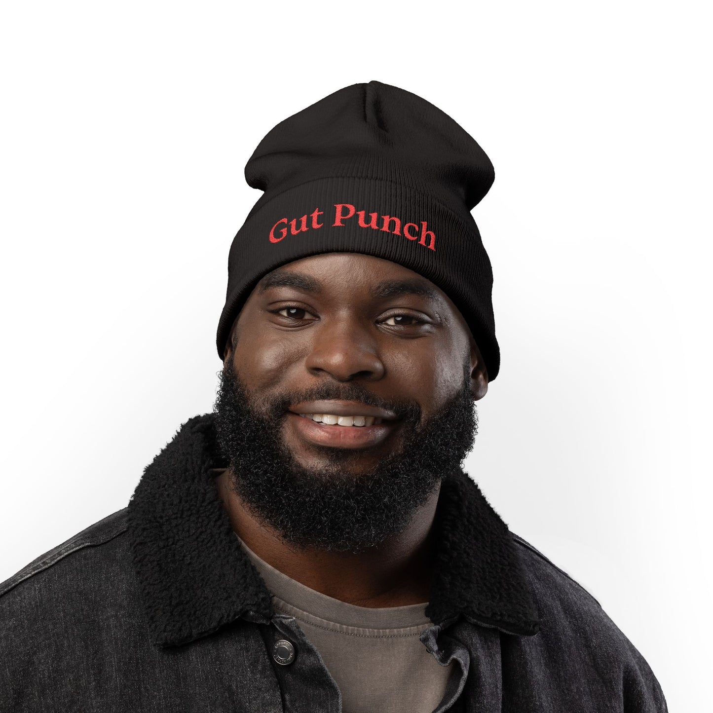 “Gut Punch” Embroidered Knit Beanie
