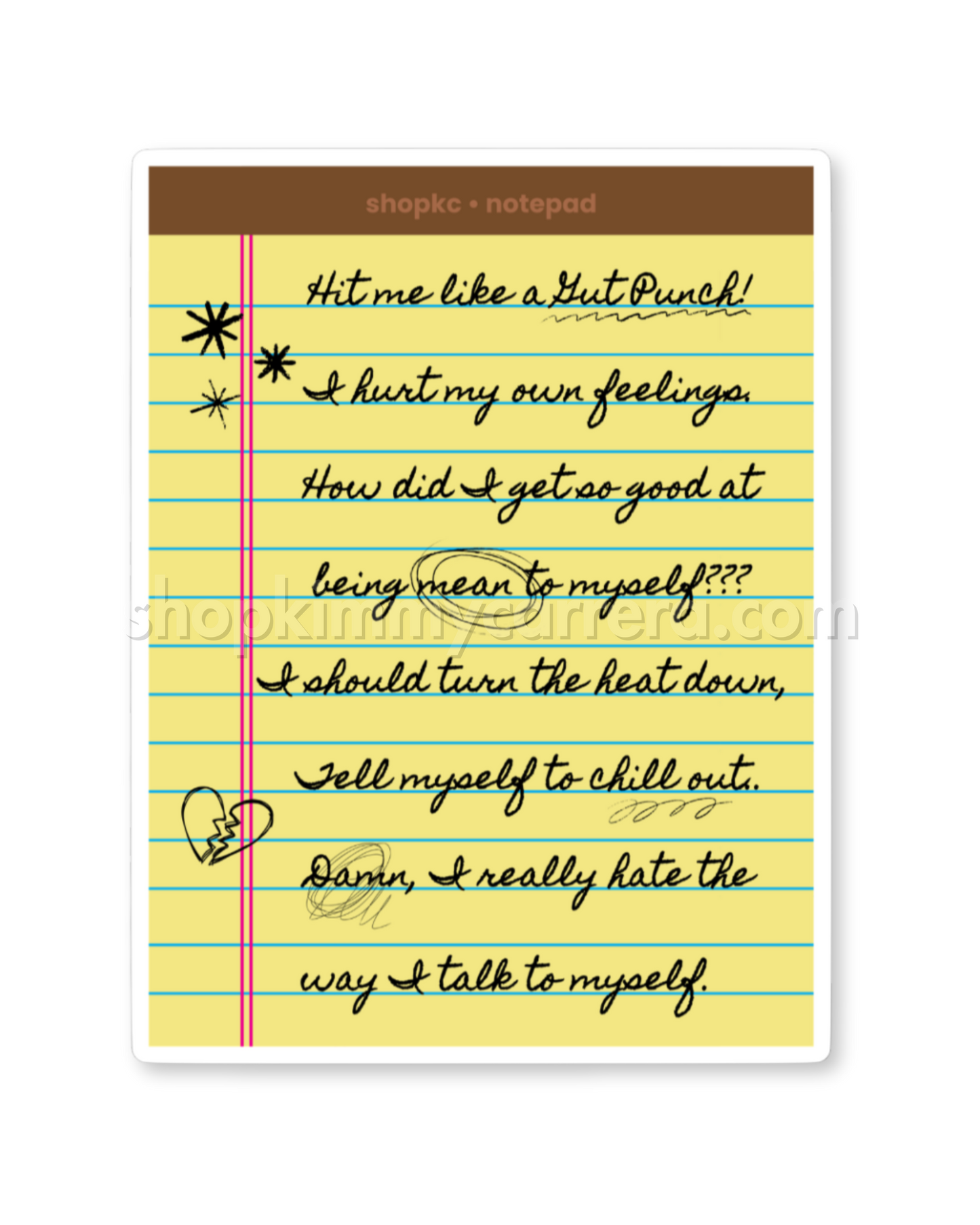 Gut Punch Notepad Sticker