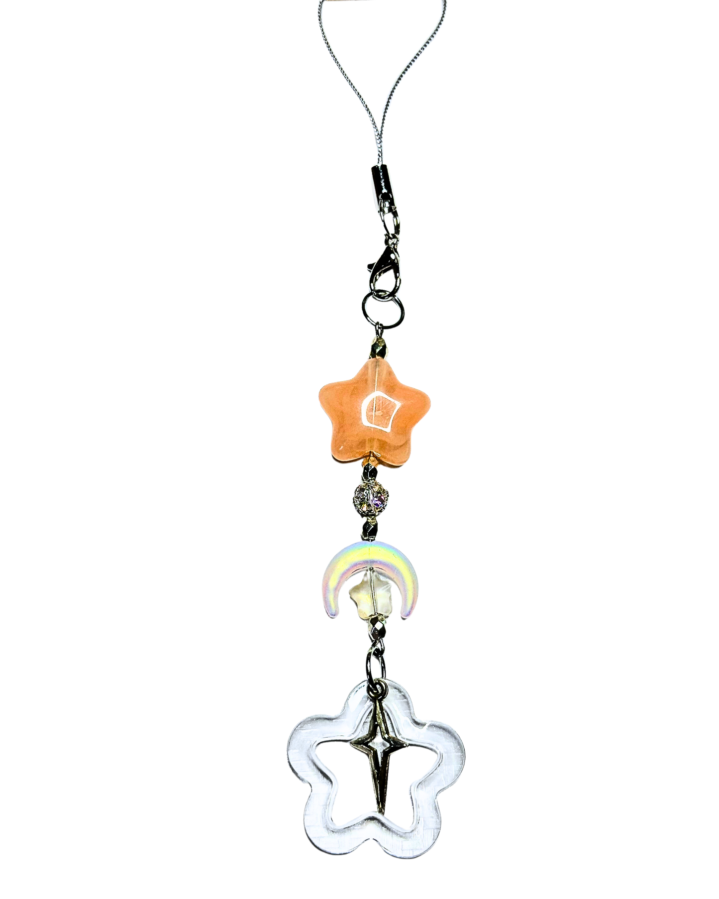 Silvery Peach Star Phone Charm