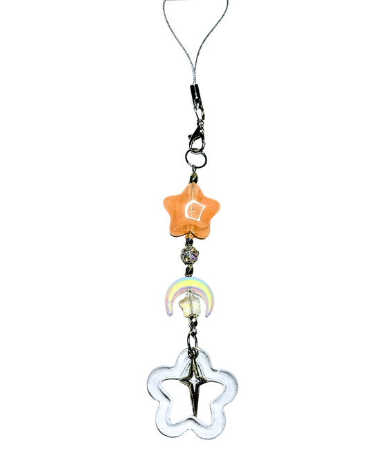 Silvery Peach Star Phone Charm