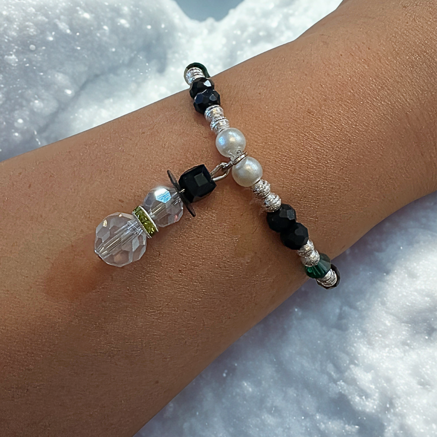 Snowman Glass Pearlized Bracelet