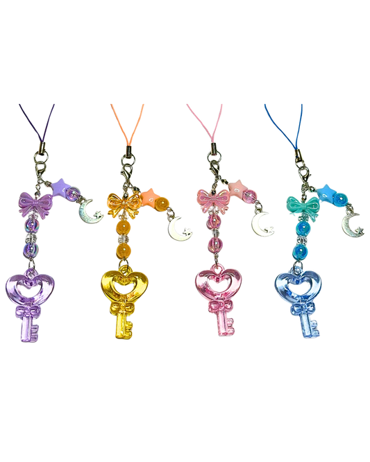 Heart Key Phone Charms