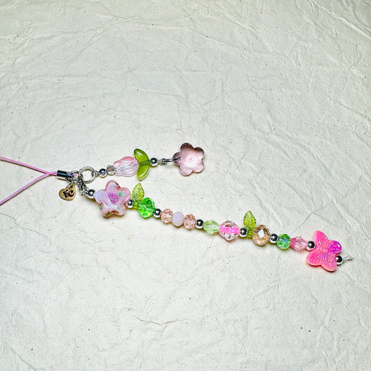 Pink Flower Garden Phone Charm