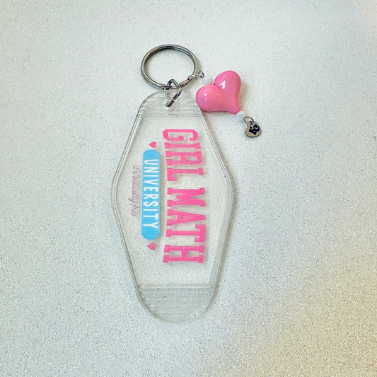 Girl Math University Motel Keychain