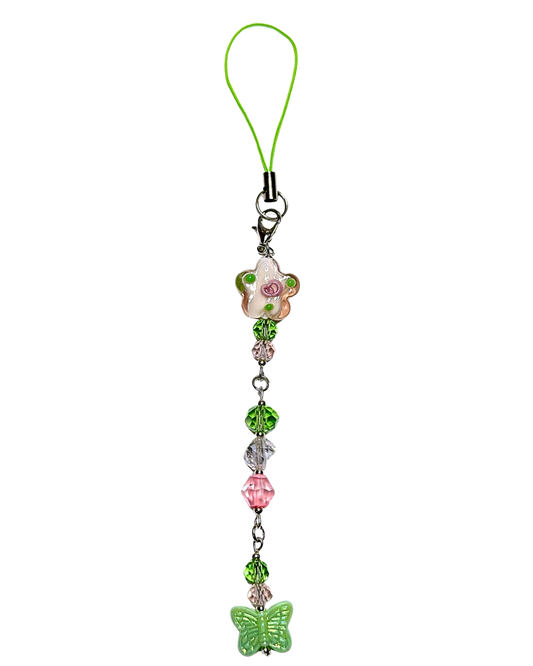 Pink Flower Garden Phone Charm