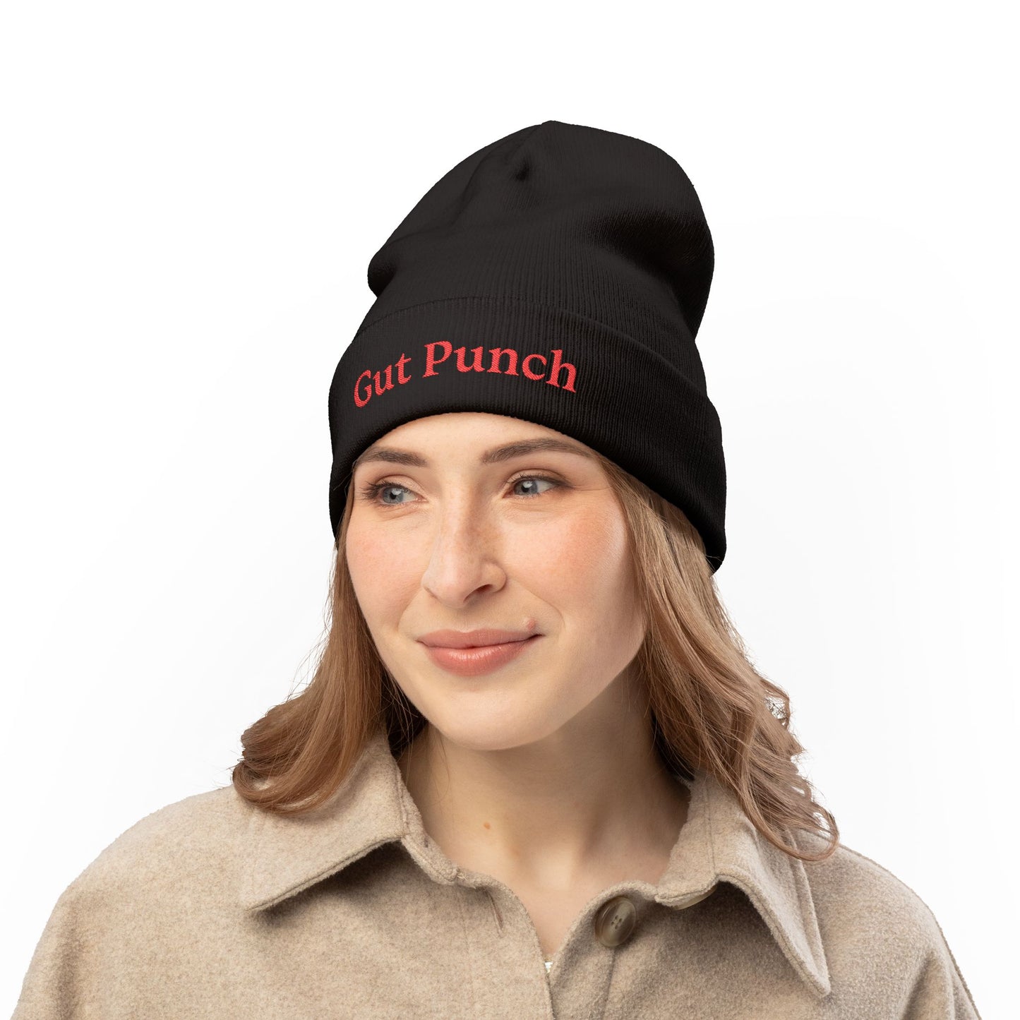 “Gut Punch” Embroidered Knit Beanie