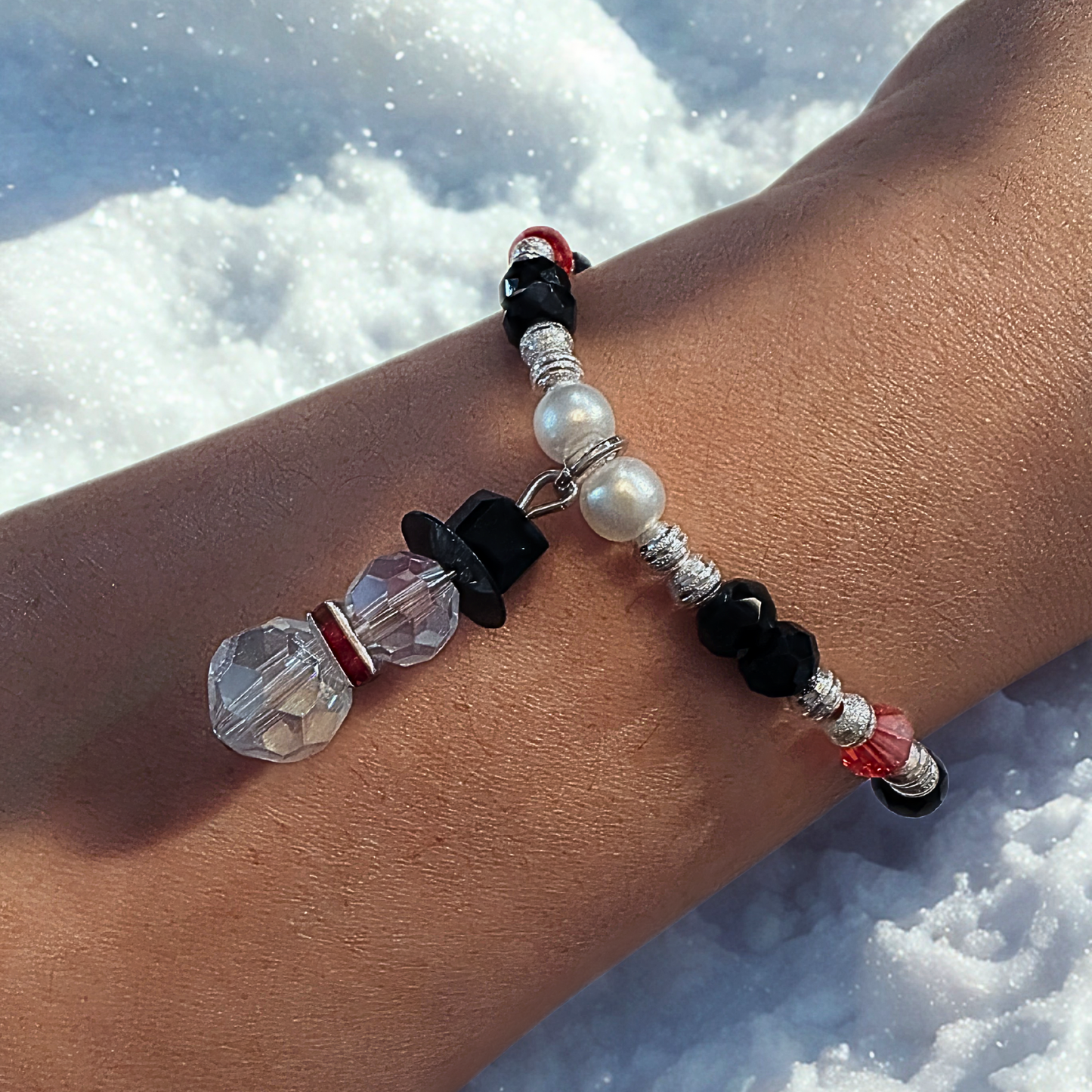 Snowman Glass Pearlized Bracelet