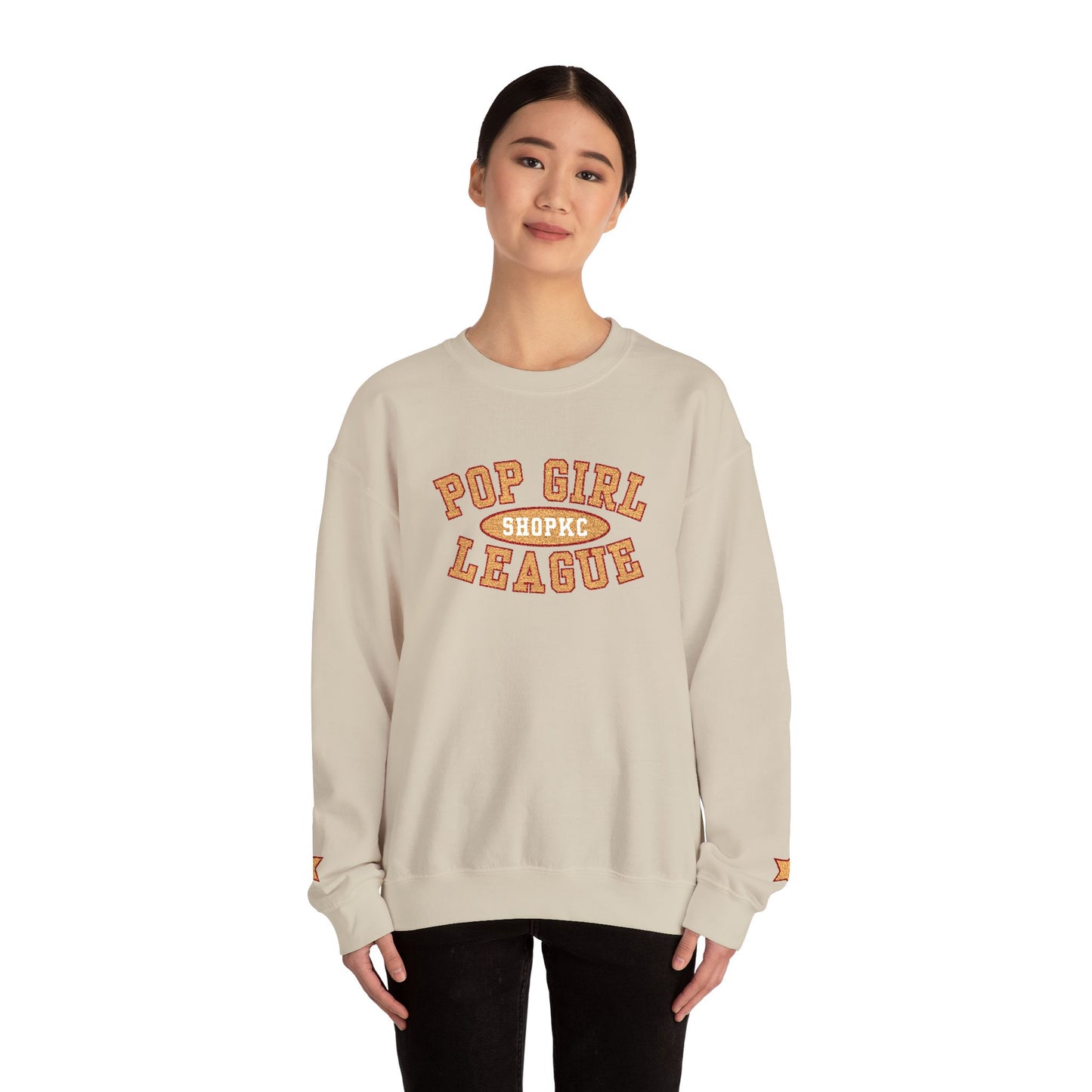 “SHOPKC Pop Girl” Crewneck Sweatshirt - Tan
