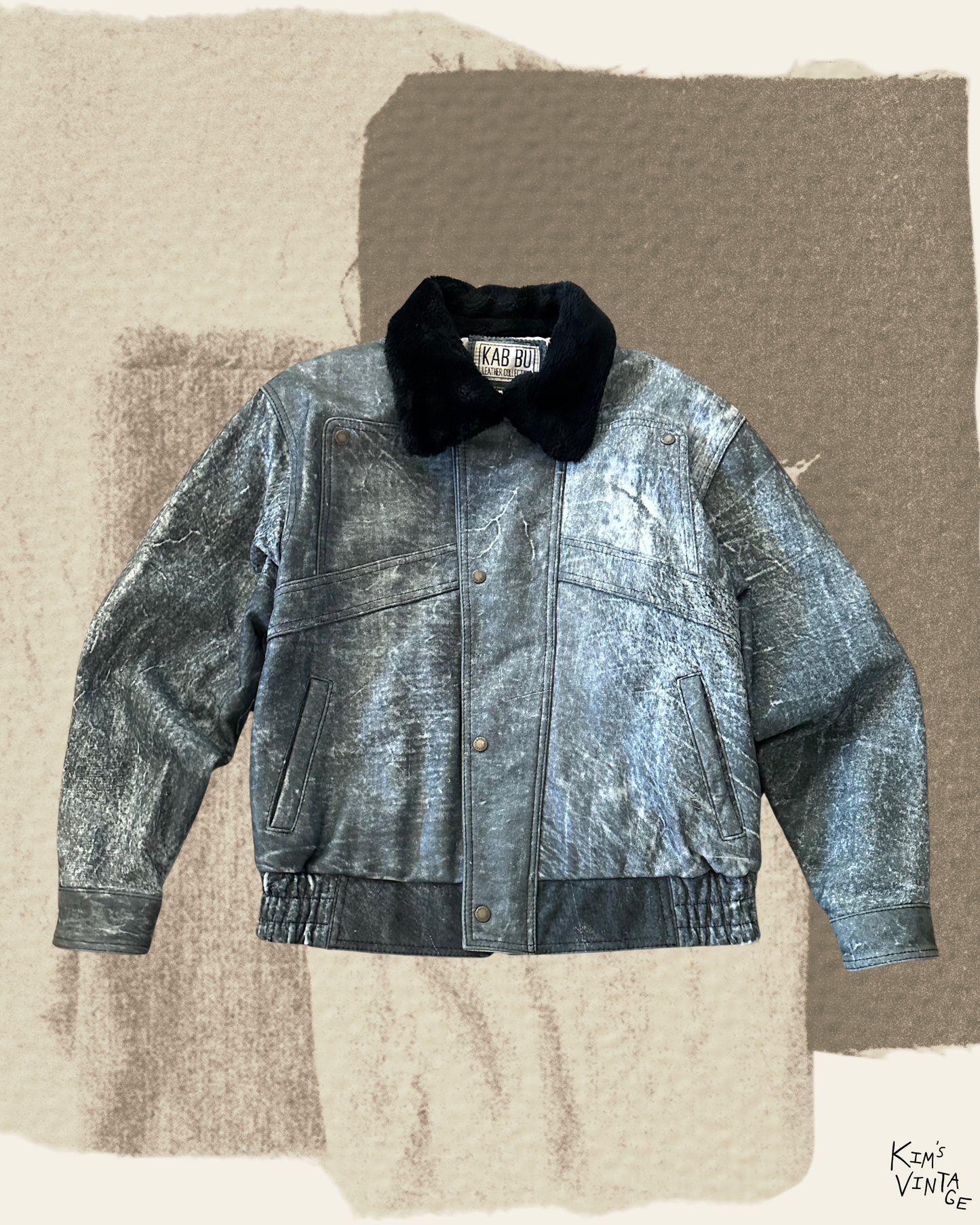 VTG ‘Ka Bu’ Seoul Faux Leather Jacket with Faux Fur Collar (M/L)