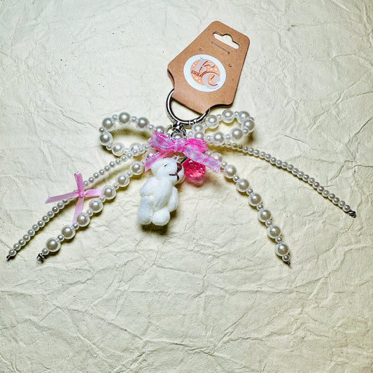 Bear Bow Keychain (Pink)