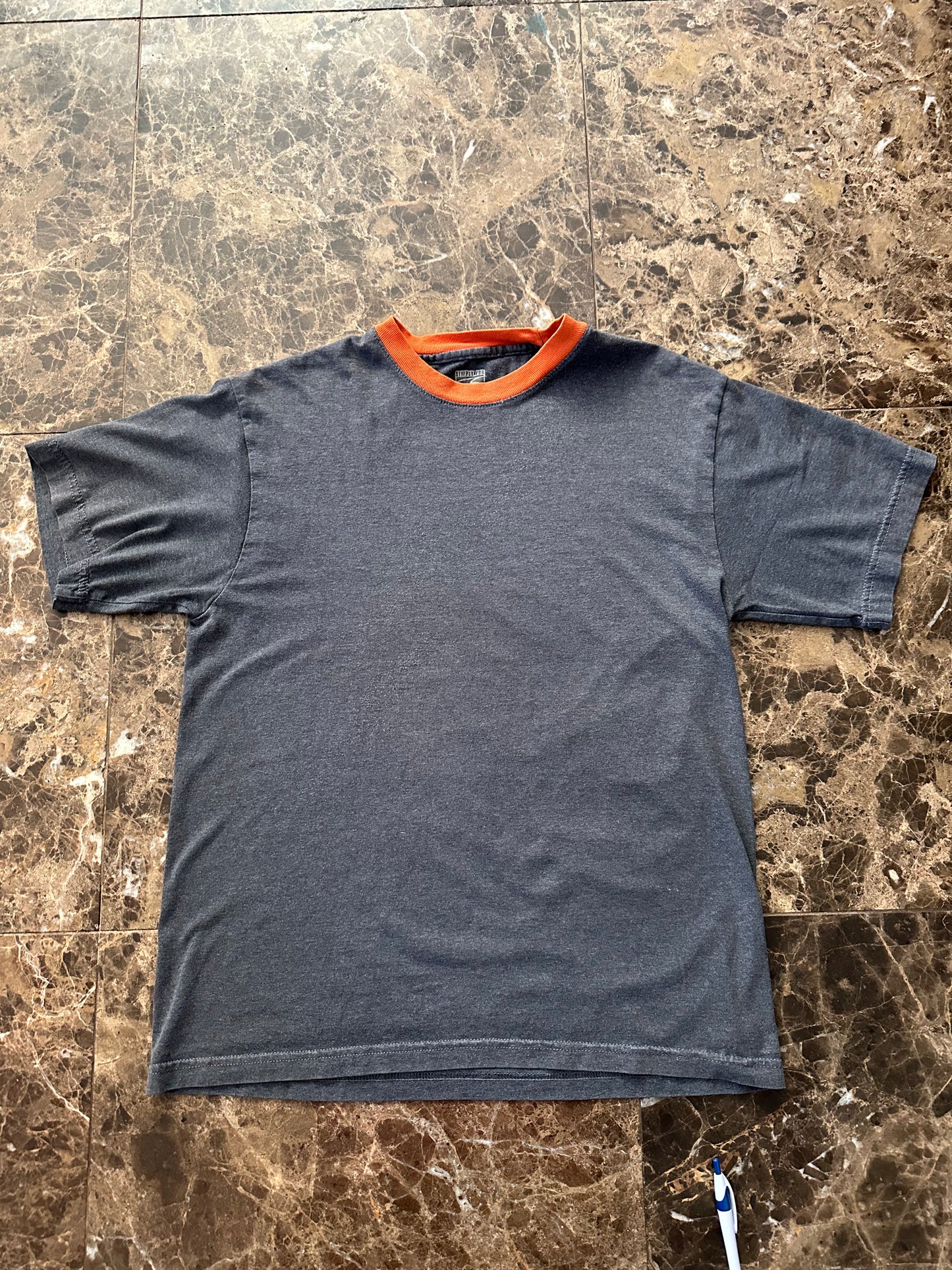 VTG 00’s Simply for Sports Gray and Orange Ringer Tee (S)