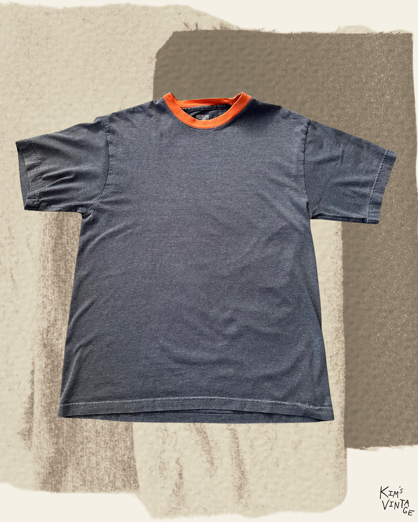 VTG 00’s Simply for Sports Gray and Orange Ringer Tee (S)