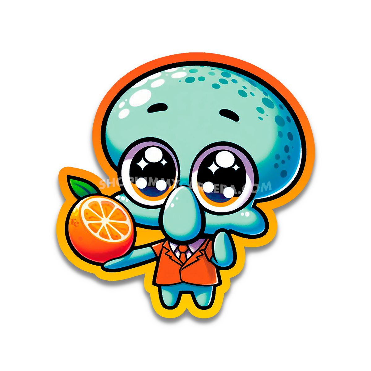 Squidward Orange Peel Theory Sticker