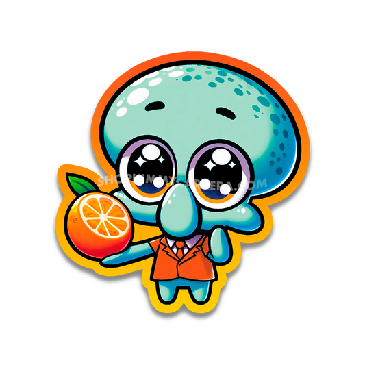 Squidward Orange Peel Theory Sticker